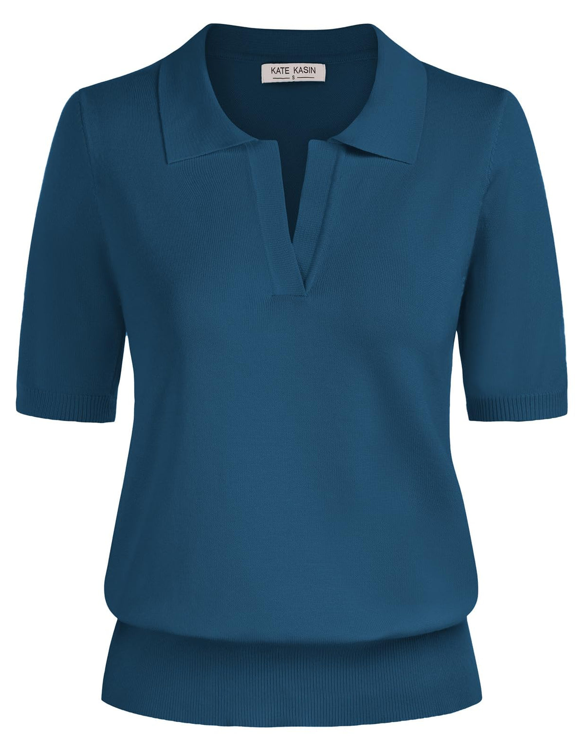 Women's Short Sleeve Classic V Neck Collared Casual Polo Sweater Tops