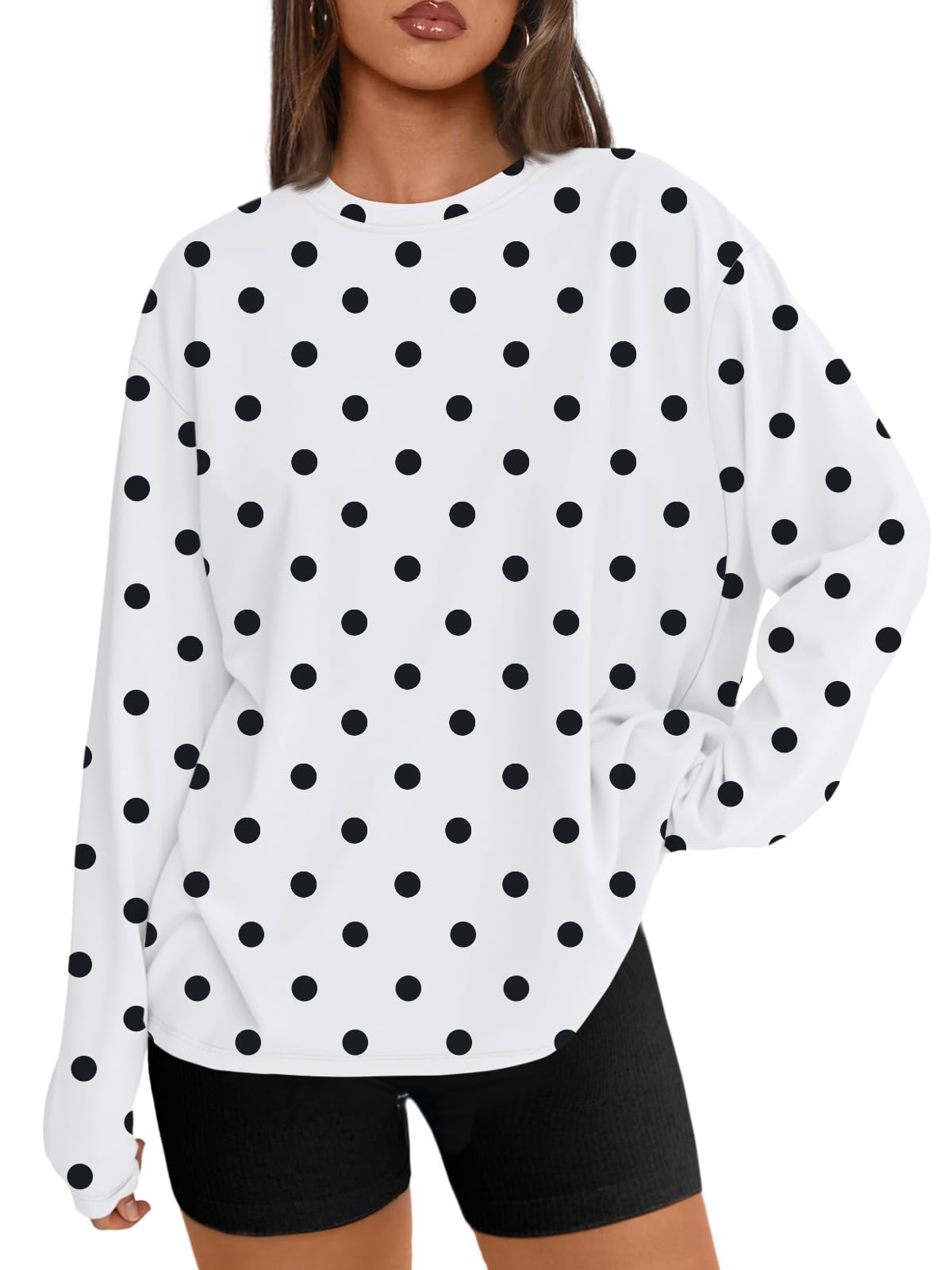 Trendy Queen Womens Oversized Long Sleeve Shirts Fall Tops 2026 Basic Tees