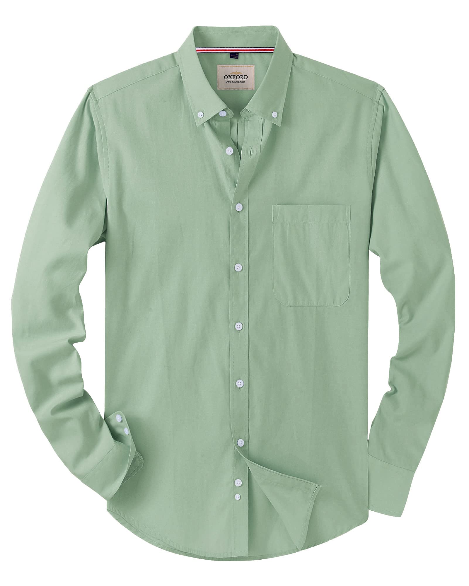 Alimens & Gentle Mens Solid Oxford Shirt Long Sleeve Dress Shirt Work Casual Button Down Shirts with Pocket