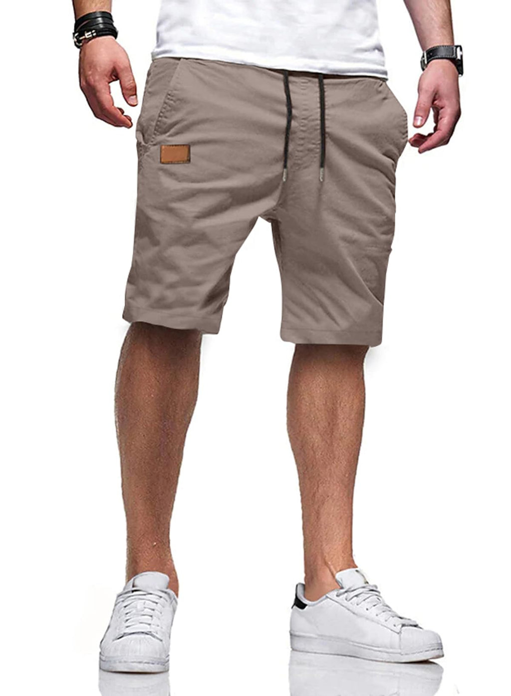 JMIERR Mens Cotton Stretch Shorts Casual Drawstring Twill Chino Shorts