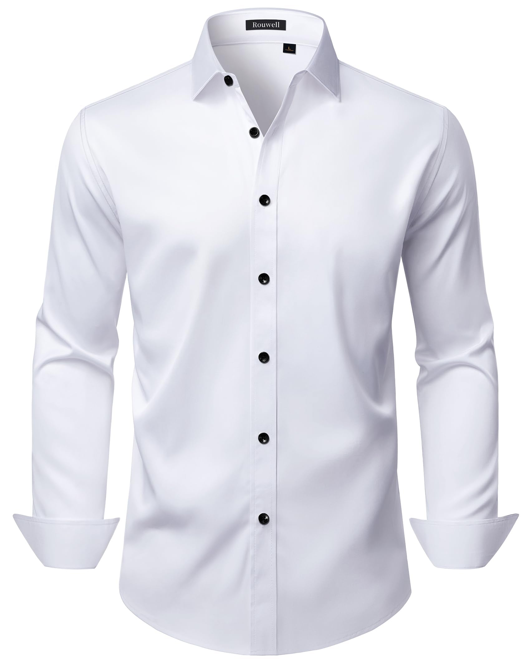 Mens Wrinkle Free Dress Shirts Regular Fit Business Button Down Shirt Formal Long Sleeve Wedding Stretch Shirts
