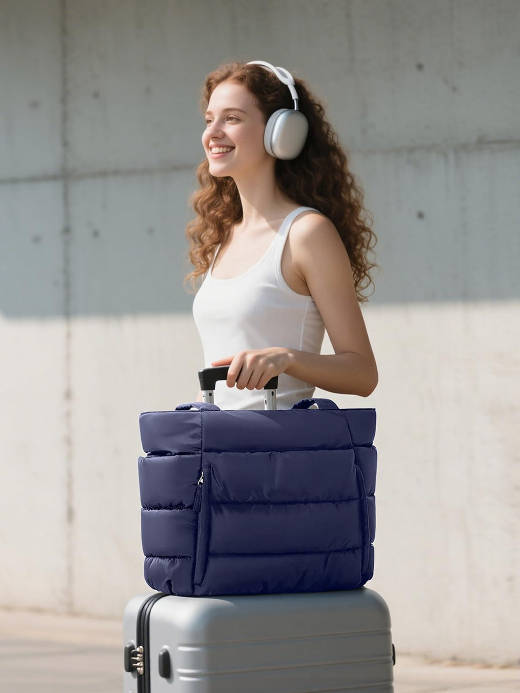 Bagstellar Puffer Tote Bag for Women, Lightweight Puffy Travel Gym Work Bag