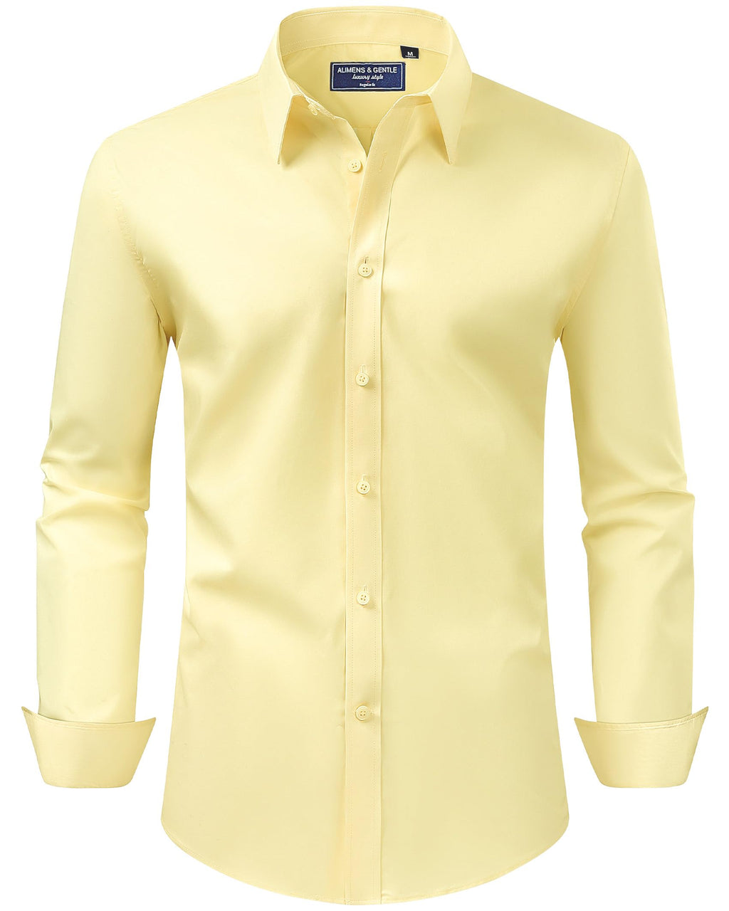 Alimens & Gentle Men's Dress Shirt Regular Fit Stretch Stain Shield Long Sleeve Solid Business Wedding Button Down Shirts