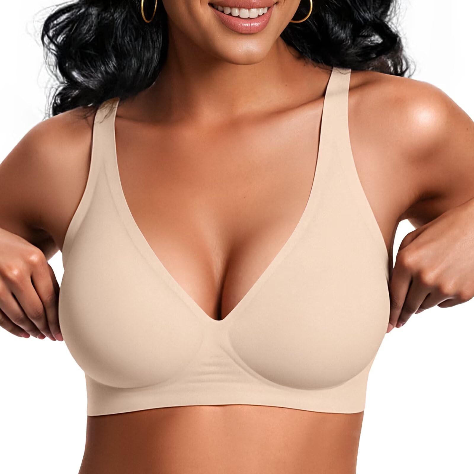 Vertvie Wireless Jelly Bras Push Up Plunge Seamless Supportive
