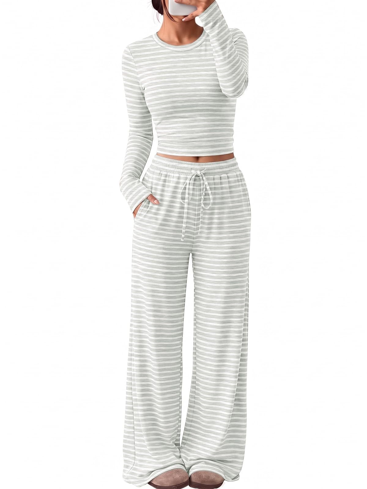 Trendy Queen Women's 2 Piece 2026 Fall Fashion Lounge Set with Pockets