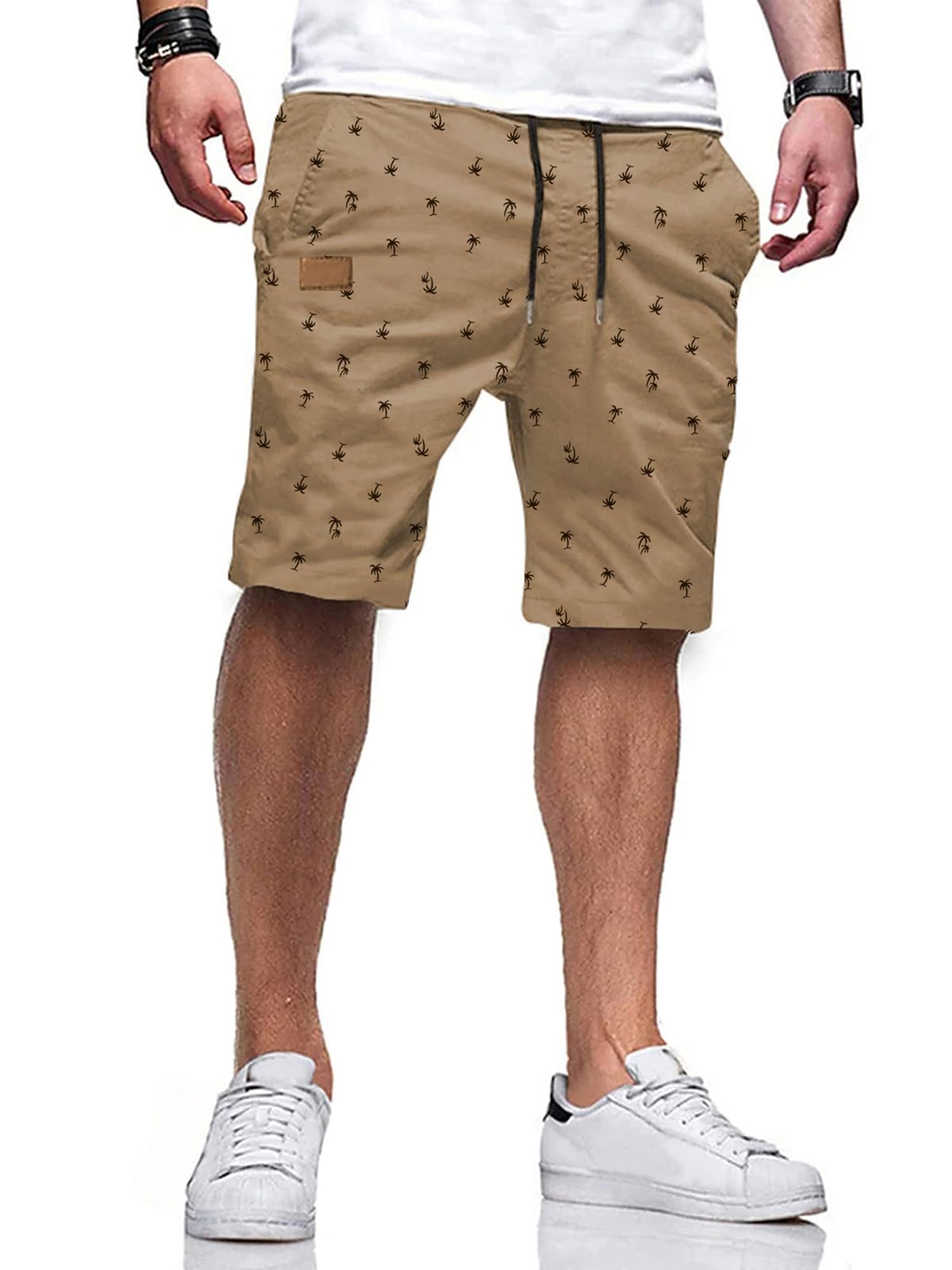 JMIERR Mens Cotton Stretch Shorts Casual Drawstring Twill Chino Shorts