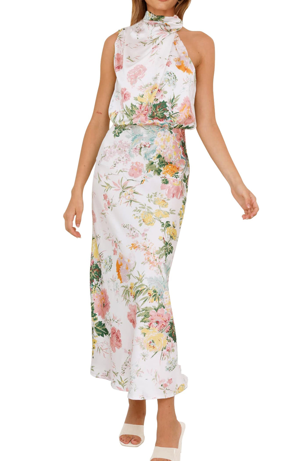 PRETTYGARDEN Women's Summer Satin Maxi Cocktail Dress