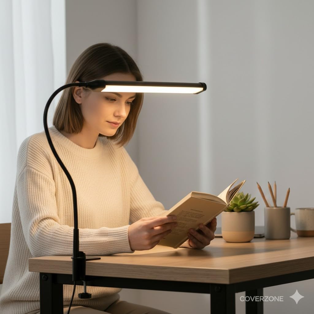 Coverzone Led Masa Lambası – 12W USB Güç Girişli, Esnek Kol, Klipsli Tasarım, 3 Renk Sıcaklığı (2800K/4200K/6000K), Kısılabilir Dimmer Anahtarlı | Siyah 555