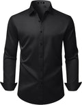 Mens Wrinkle Free Dress Shirts Regular Fit Business Button Down Shirt Formal Long Sleeve Wedding Stretch Shirts