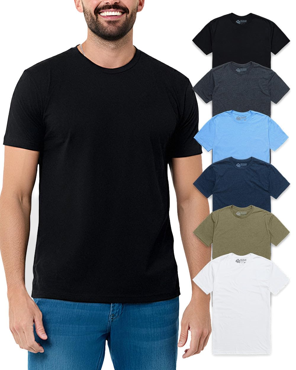 Mens T Shirts Soft Cotton Crew Neck Athletic Fit Casual Tees S-4XL