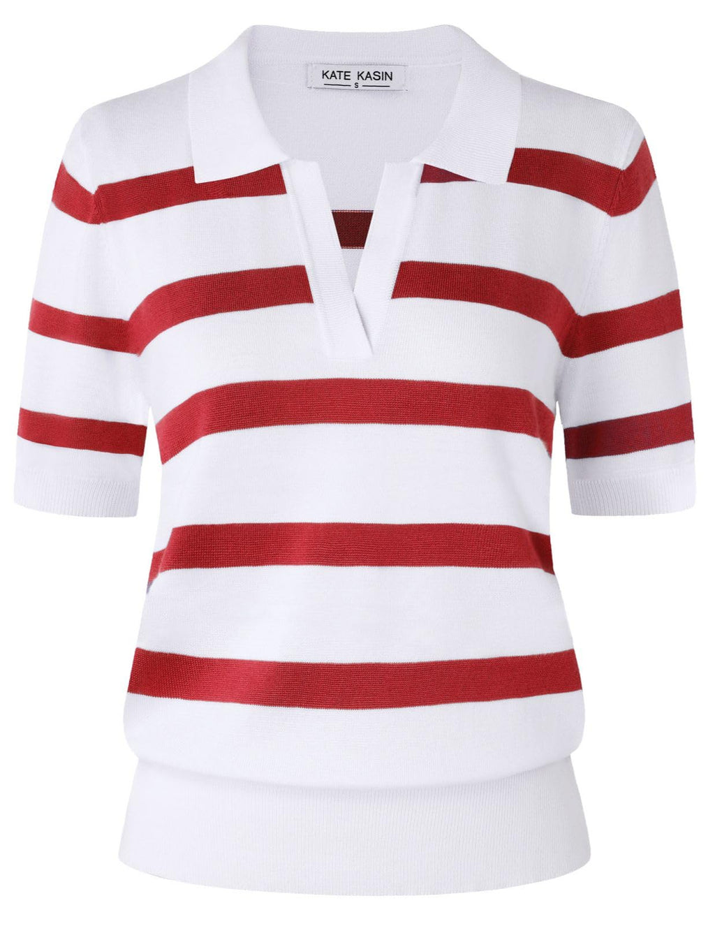 Women's Short Sleeve Classic V Neck Collared Casual Polo Sweater Tops