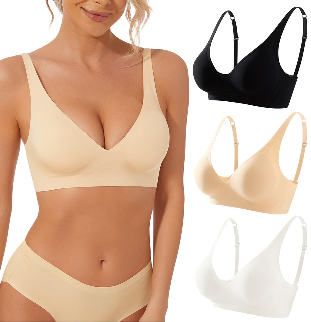 Deep V Bra Wireless Sexy Push Up Bralette Padded Seamless Jelly Bra