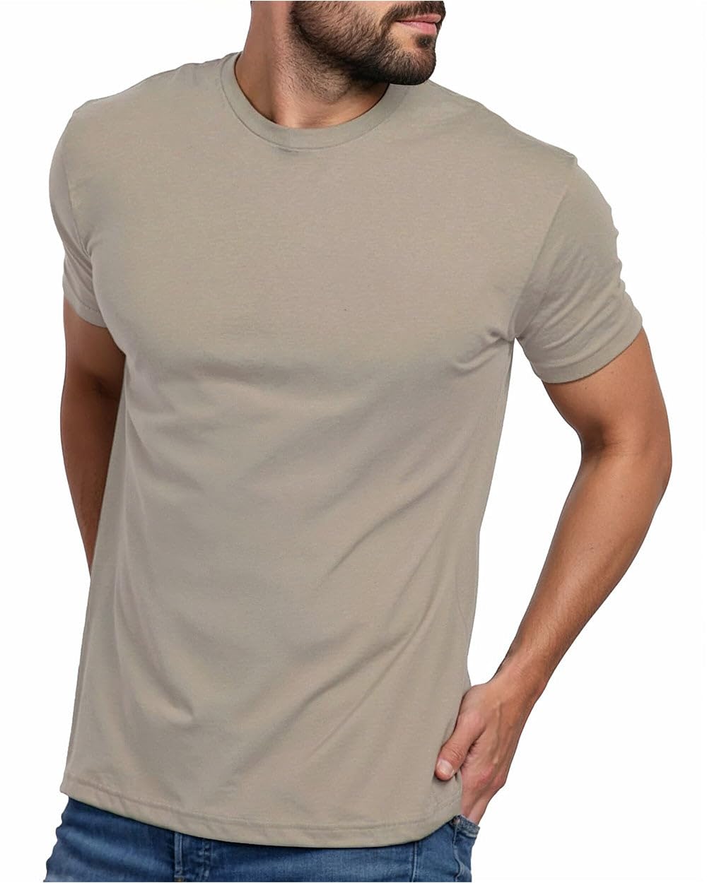 Mens T Shirts Soft Cotton Crew Neck Athletic Fit Casual Tees S-4XL