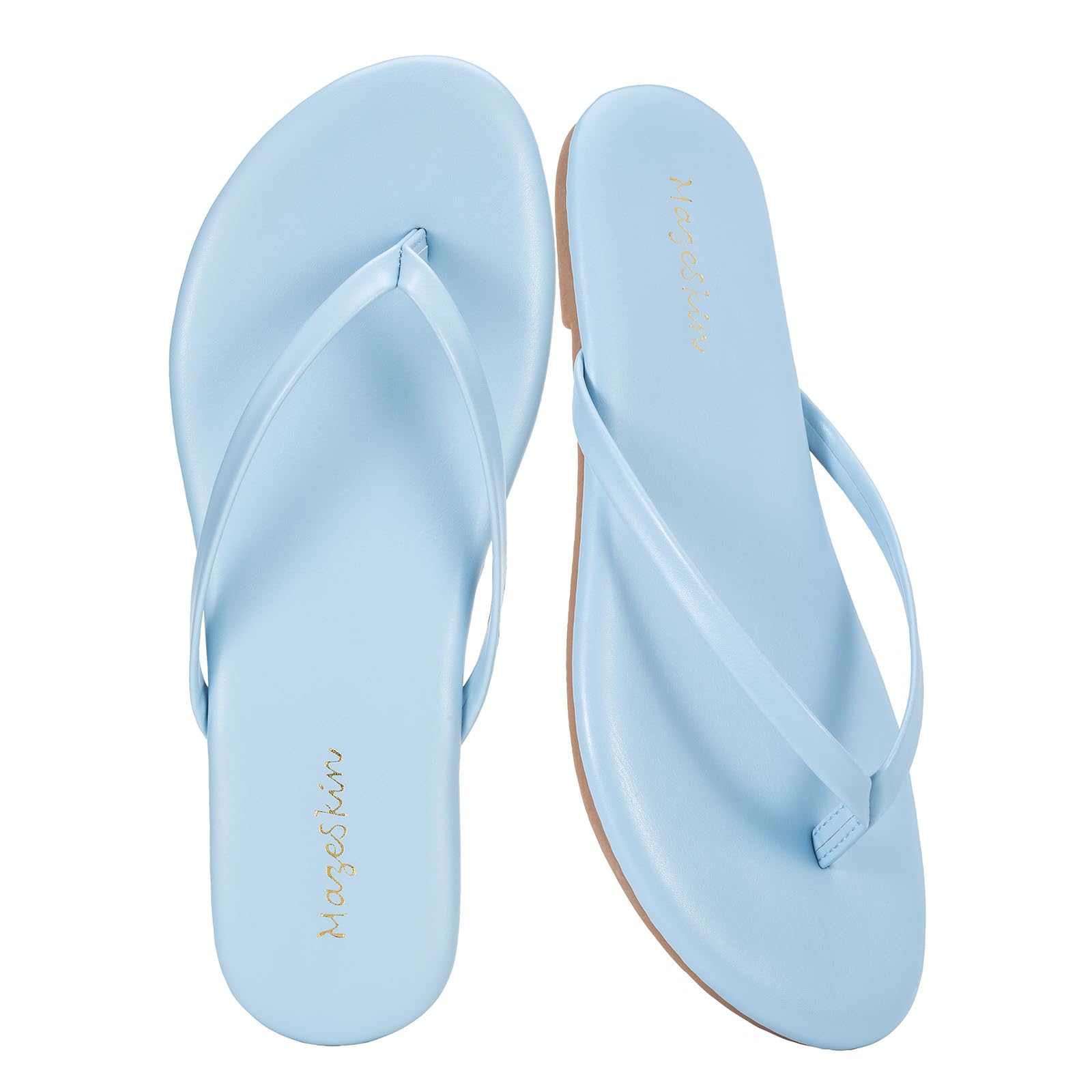 mazeskin Womens Memory Foam Flip Flops Flat Thong Sandals