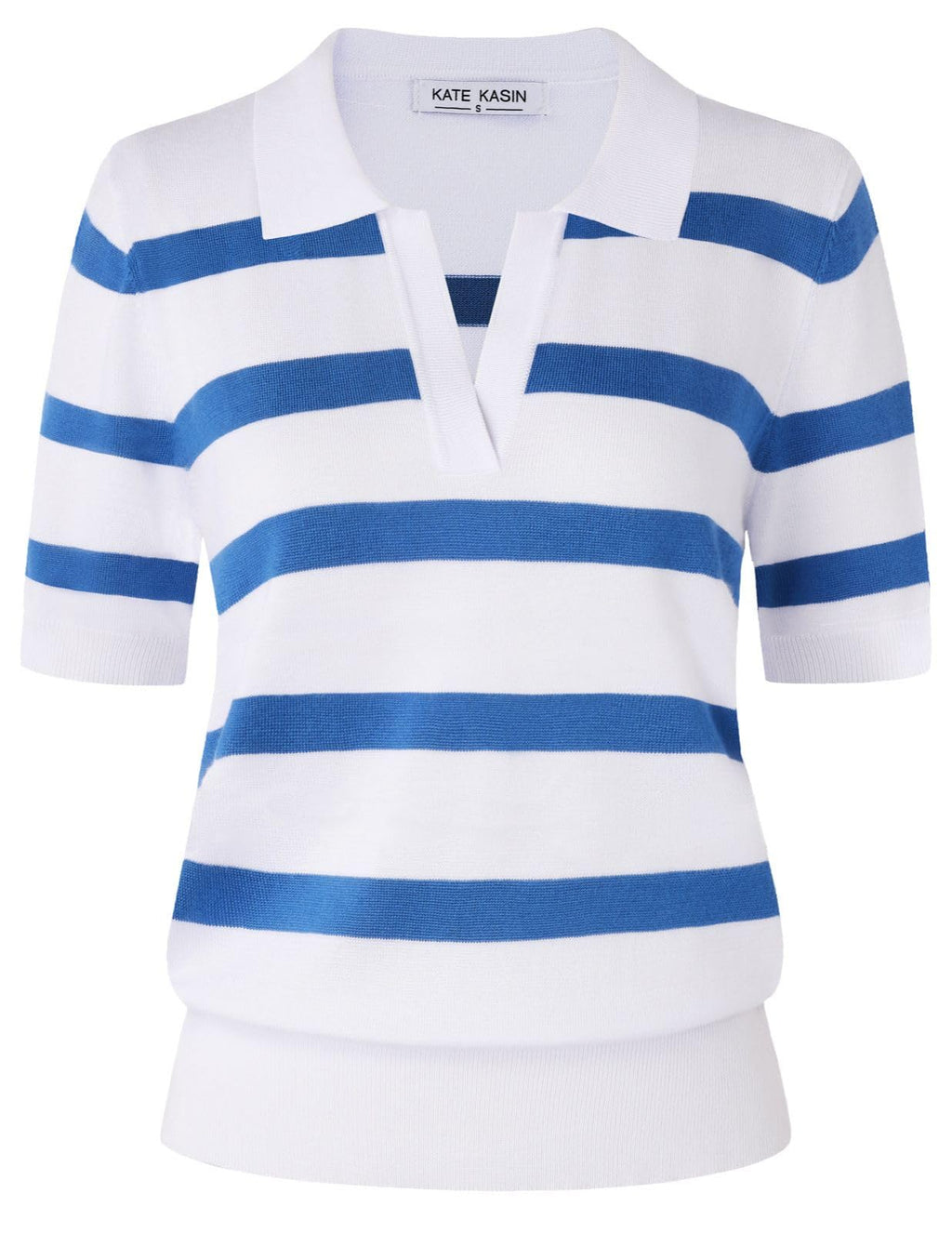 Women's Short Sleeve Classic V Neck Collared Casual Polo Sweater Tops