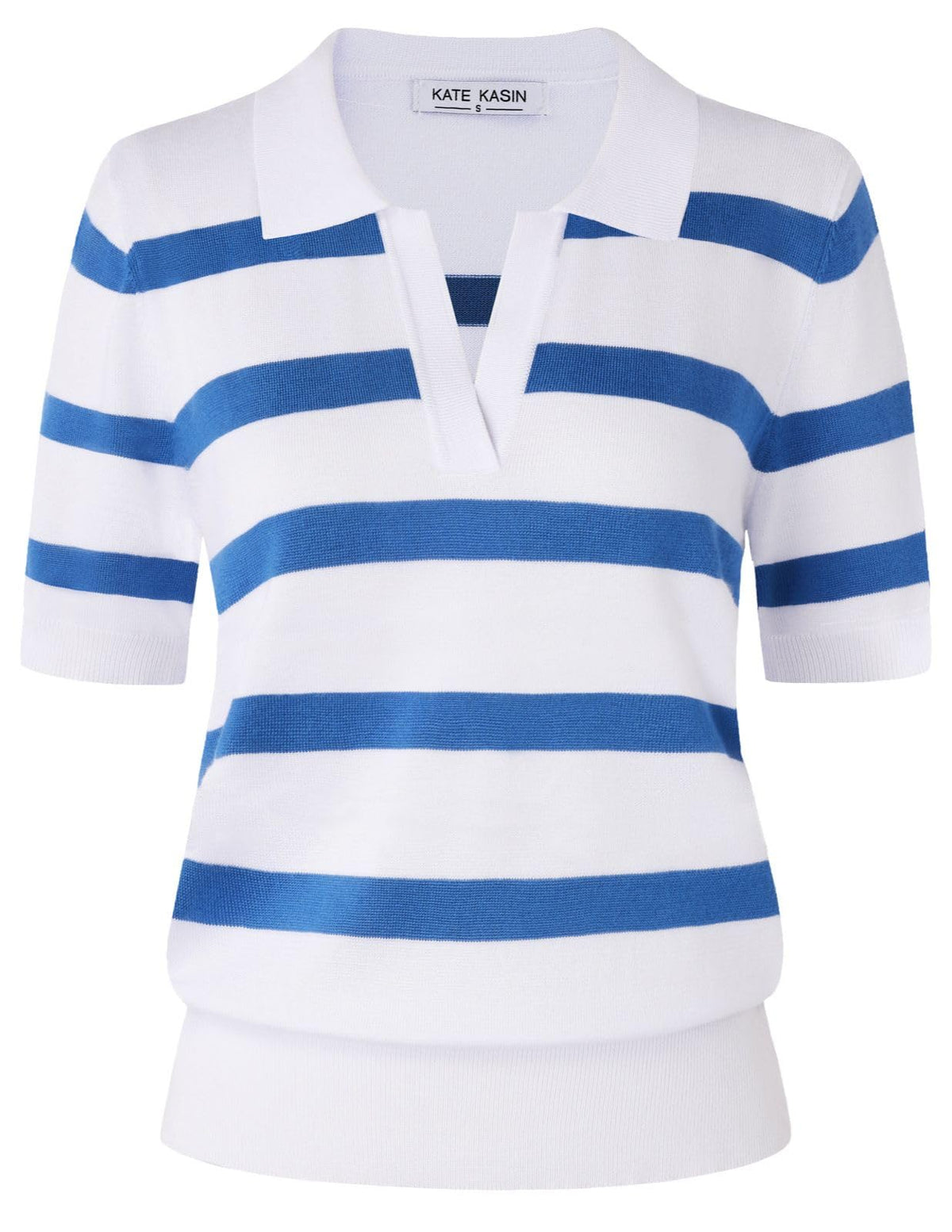 Women's Short Sleeve Classic V Neck Collared Casual Polo Sweater Tops