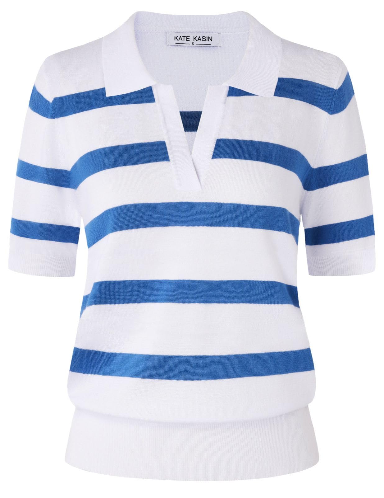 Women's Short Sleeve Classic V Neck Collared Casual Polo Sweater Tops