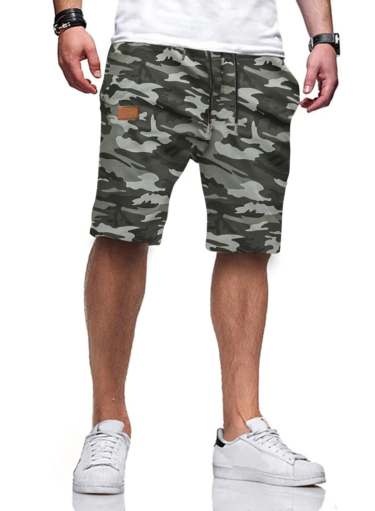 JMIERR Mens Cotton Stretch Shorts Casual Drawstring Twill Chino Shorts