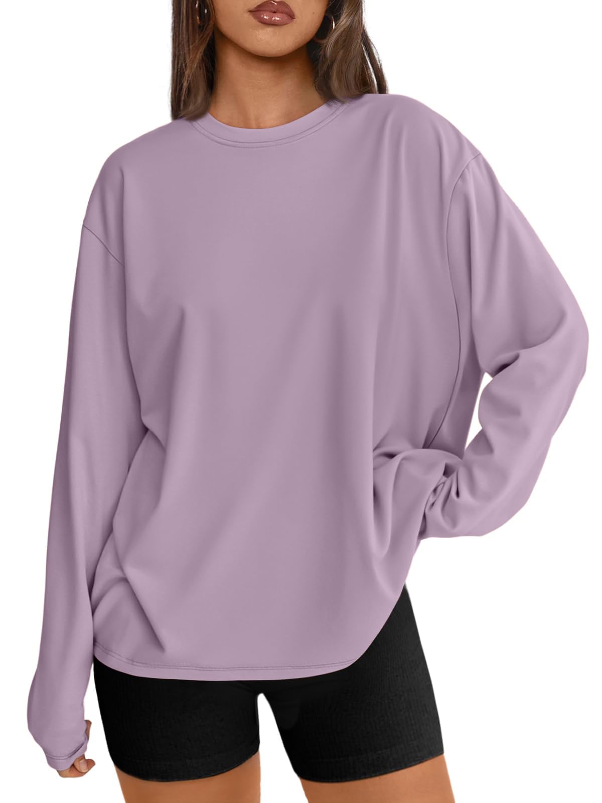 Trendy Queen Womens Oversized Long Sleeve Shirts Fall Tops 2026 Basic Tees