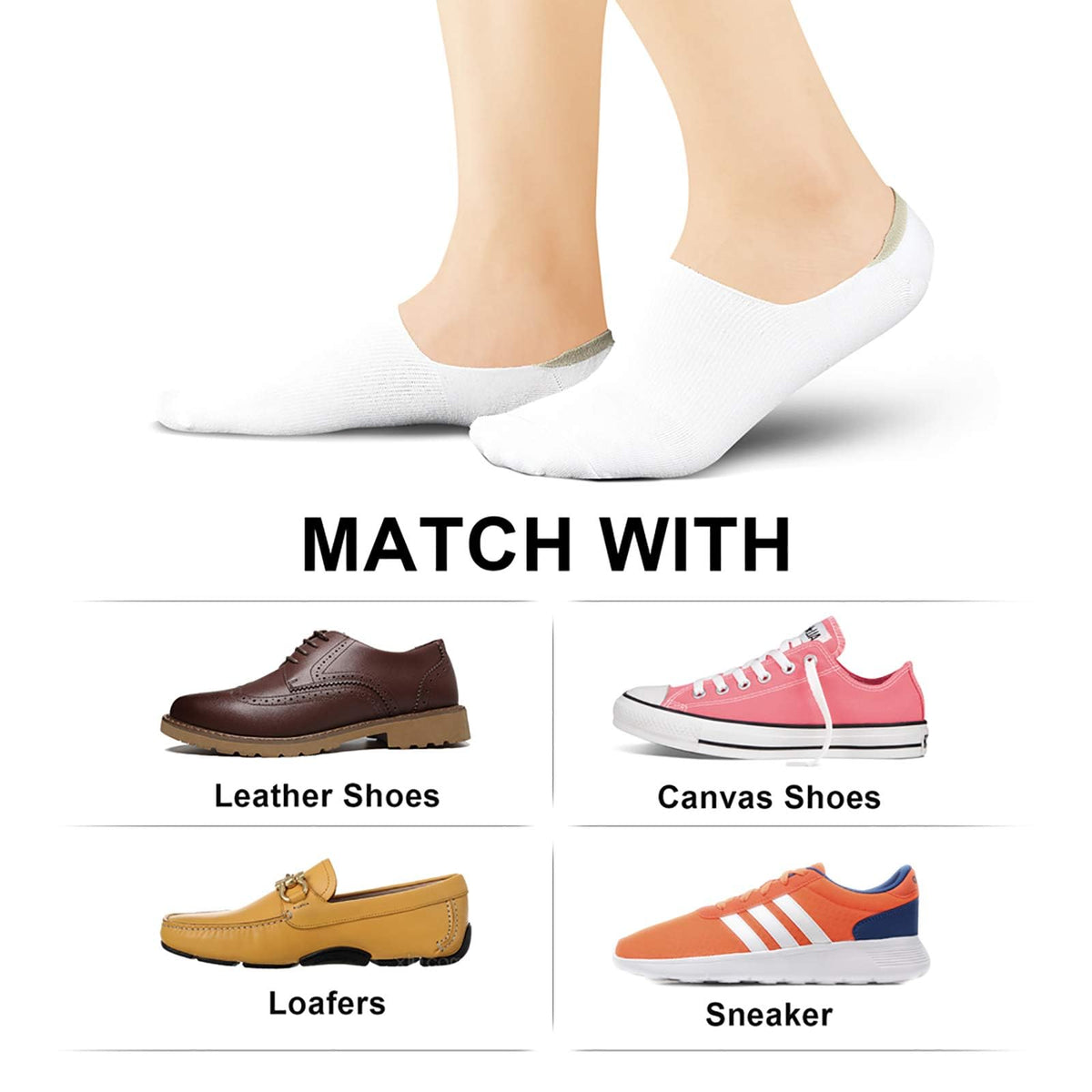 wernies No Show Socks Women Low Cut Ankle Socks Non Slip 4/8 Pairs