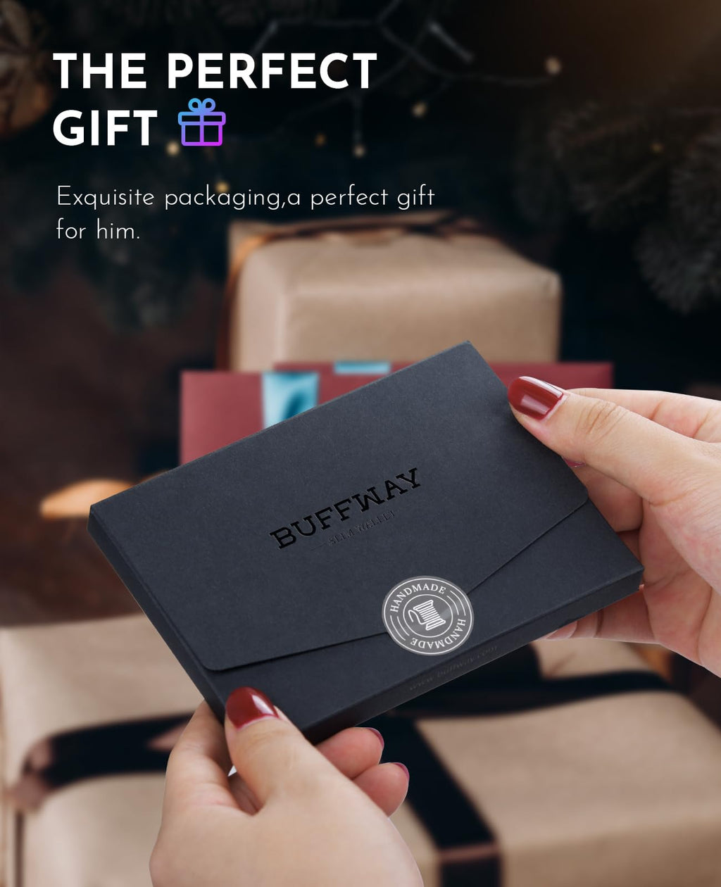 Buffway Slim Minimalist Front Pocket RFID Blocking Leather Wallets for Men and Women - Cross Black