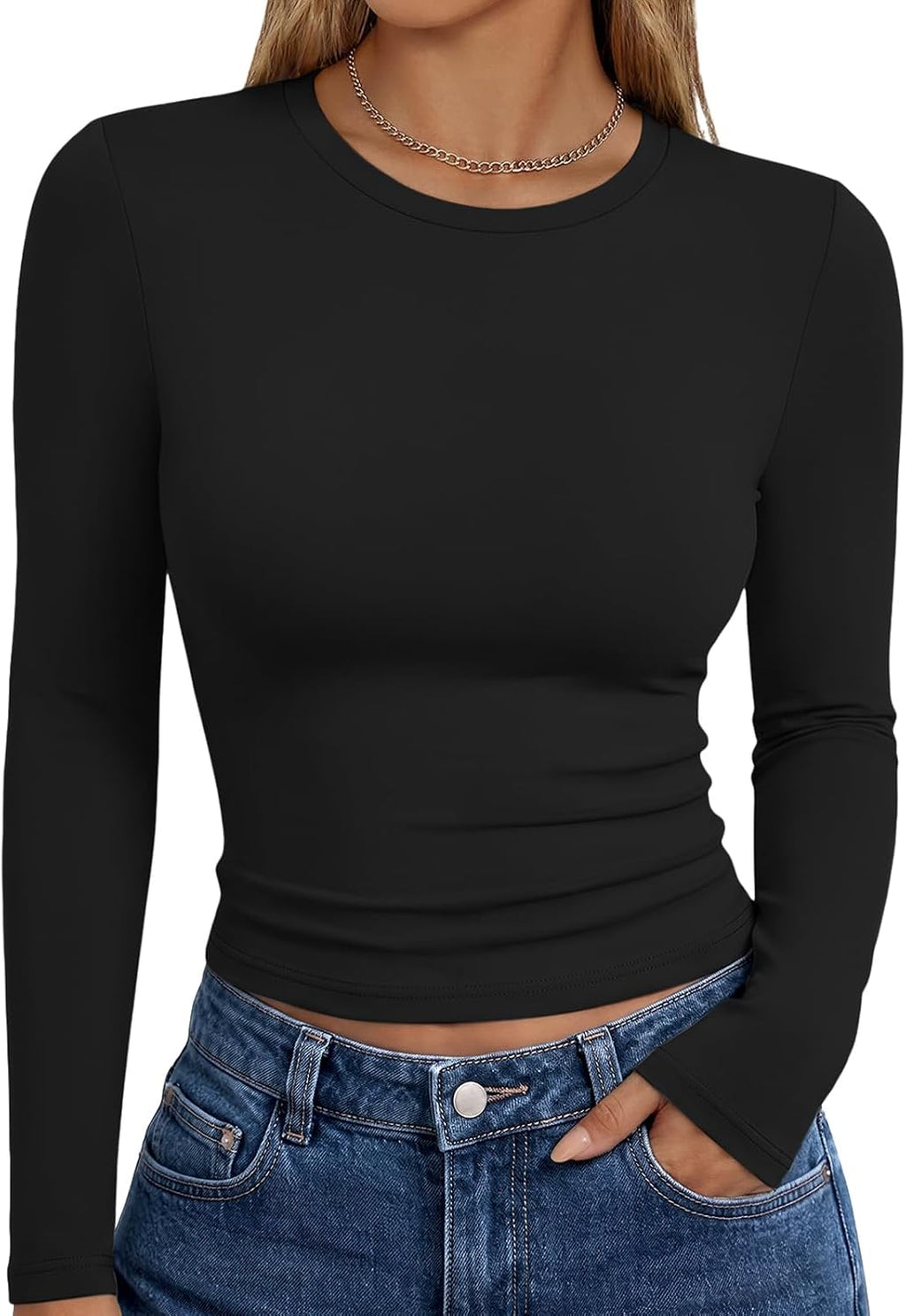 Trendy Queen Womens Long Sleeve T Shirts Fall Fashion Basic Y2K Tops 2026