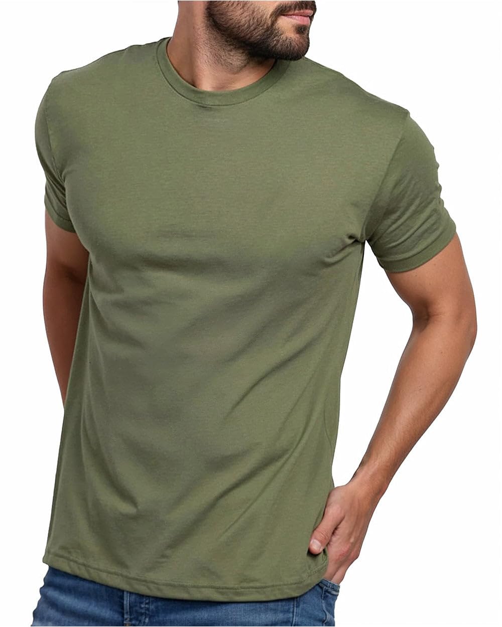 Mens T Shirts Soft Cotton Crew Neck Athletic Fit Casual Tees S-4XL