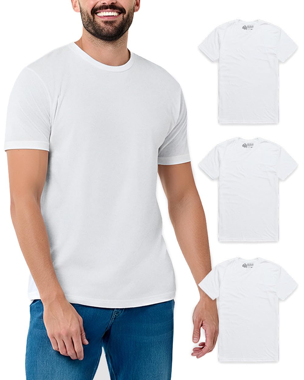 Mens T Shirts Soft Cotton Crew Neck Athletic Fit Casual Tees S-4XL