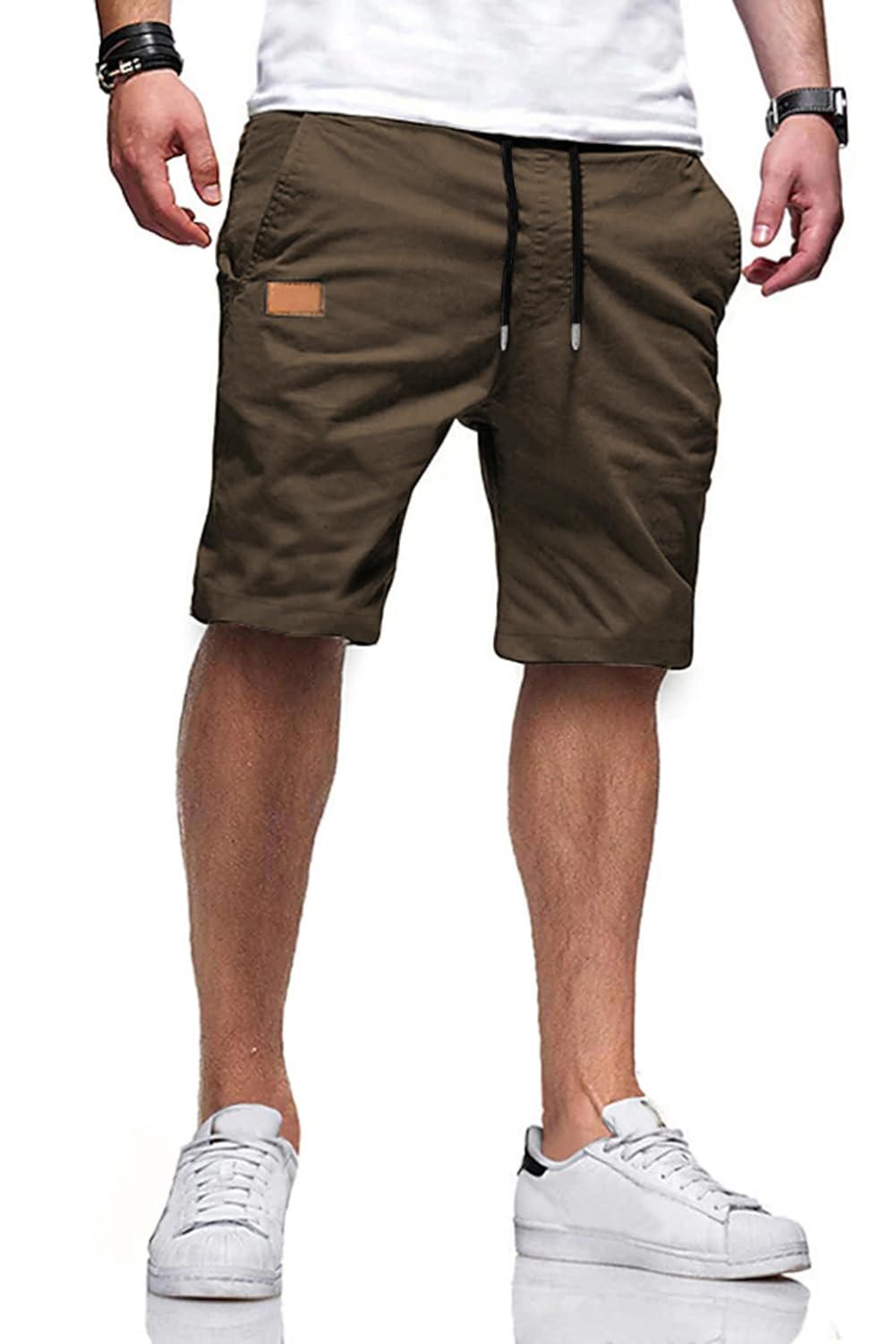 JMIERR Mens Cotton Stretch Shorts Casual Drawstring Twill Chino Shorts
