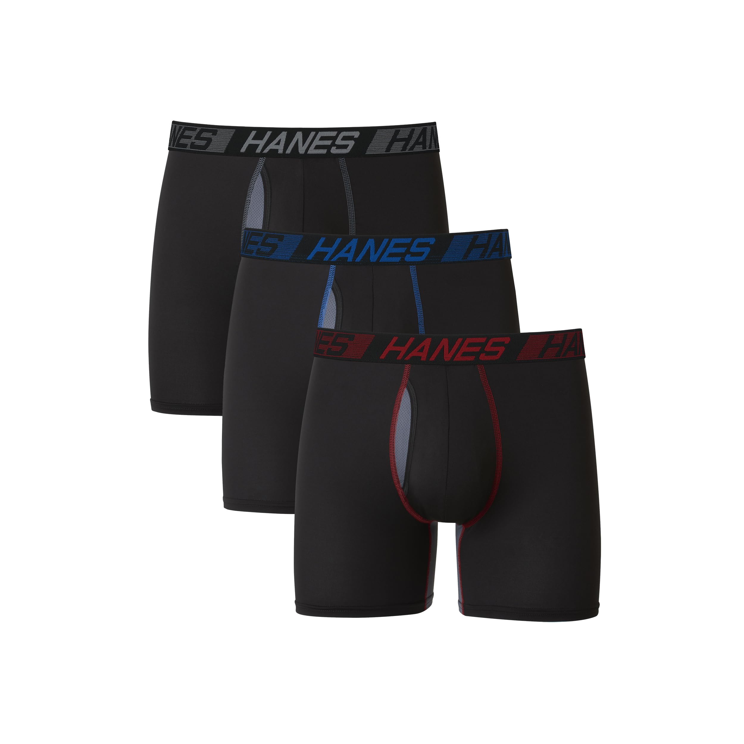 Hanes Men's Underwear Boxer Briefs Pack, 3-Pack, Total Support Pouch, Long or Short-Leg Boxer Briefs