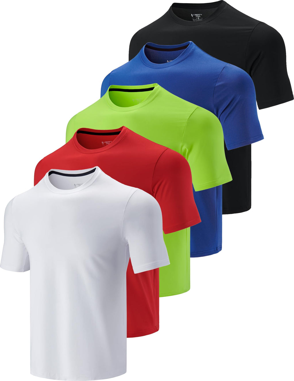 Liberty Imports 5 Pack Men's Active Quick Dry Crew Neck T Shirts
