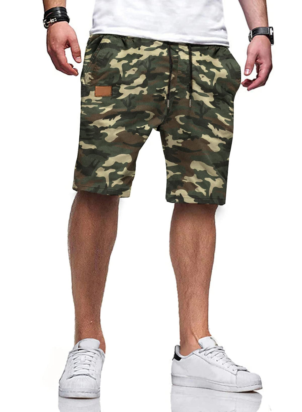 JMIERR Mens Cotton Stretch Shorts Casual Drawstring Twill Chino Shorts