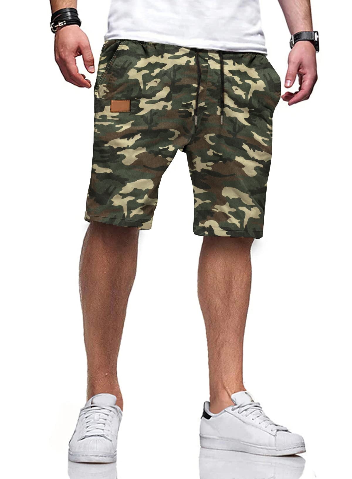 JMIERR Mens Cotton Stretch Shorts Casual Drawstring Twill Chino Shorts