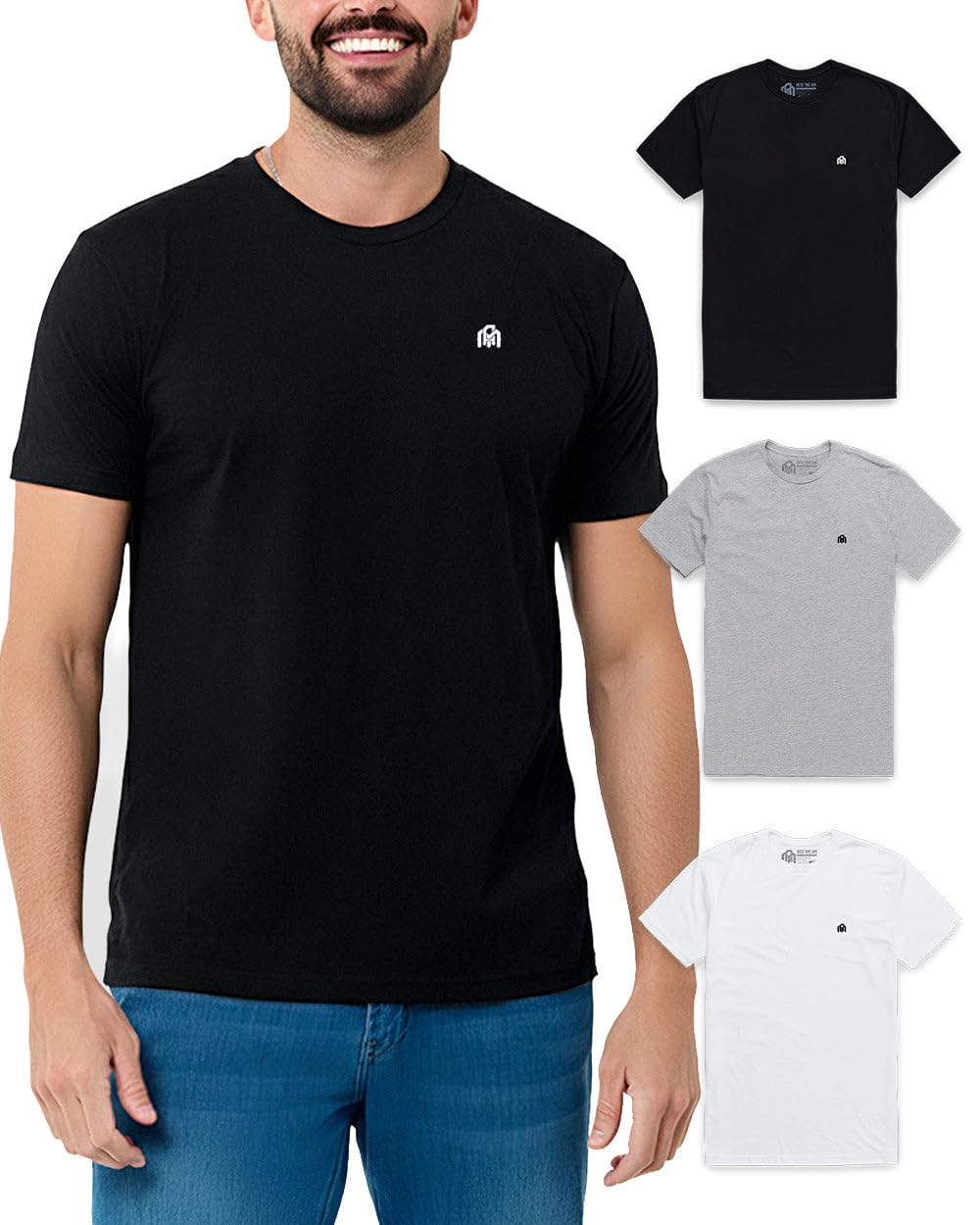 Mens T Shirts Soft Cotton Crew Neck Athletic Fit Casual Tees S-4XL