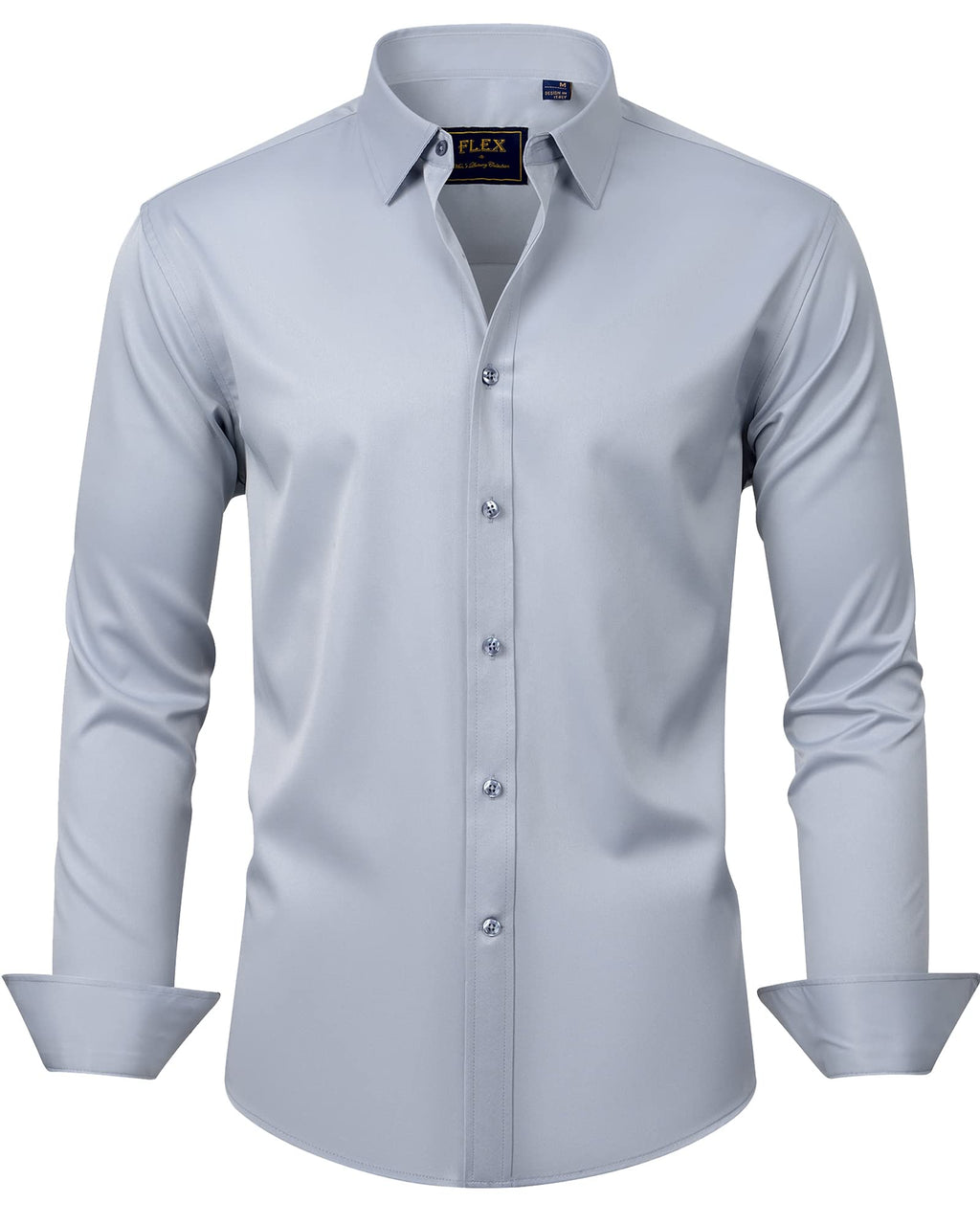 J.VER Men's Dress Shirts Solid Long Sleeve Stretch Wrinkle-Free Formal Shirt Business Casual Button Down Shirts
