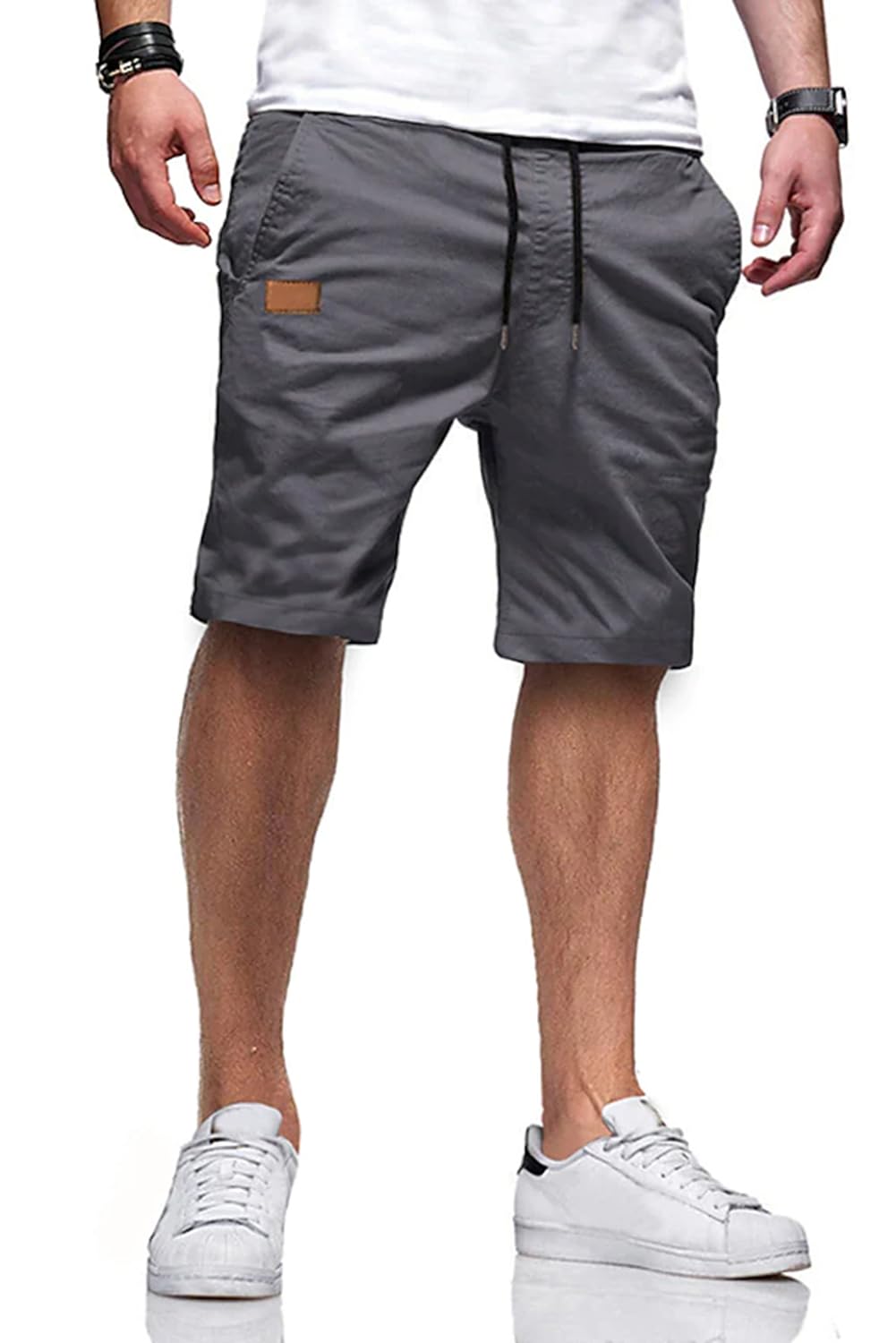 JMIERR Mens Cotton Stretch Shorts Casual Drawstring Twill Chino Shorts