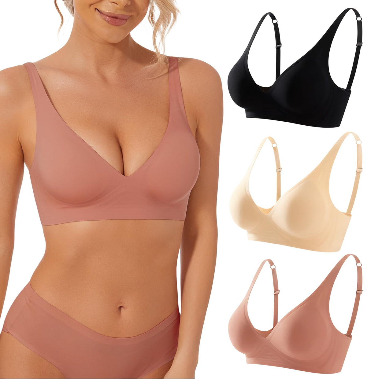 Deep V Bra Wireless Sexy Push Up Bralette Padded Seamless Jelly Bra