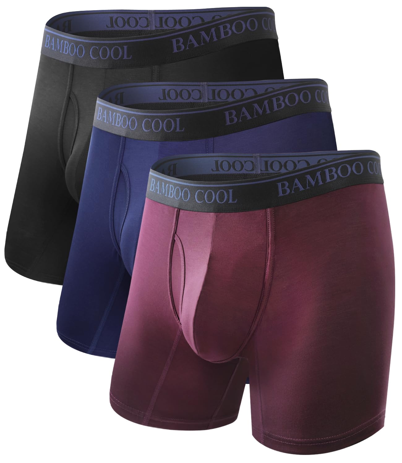 BAMBOO COOL Men's Boxer Briefs Ultra Breathable Underwear Multipack