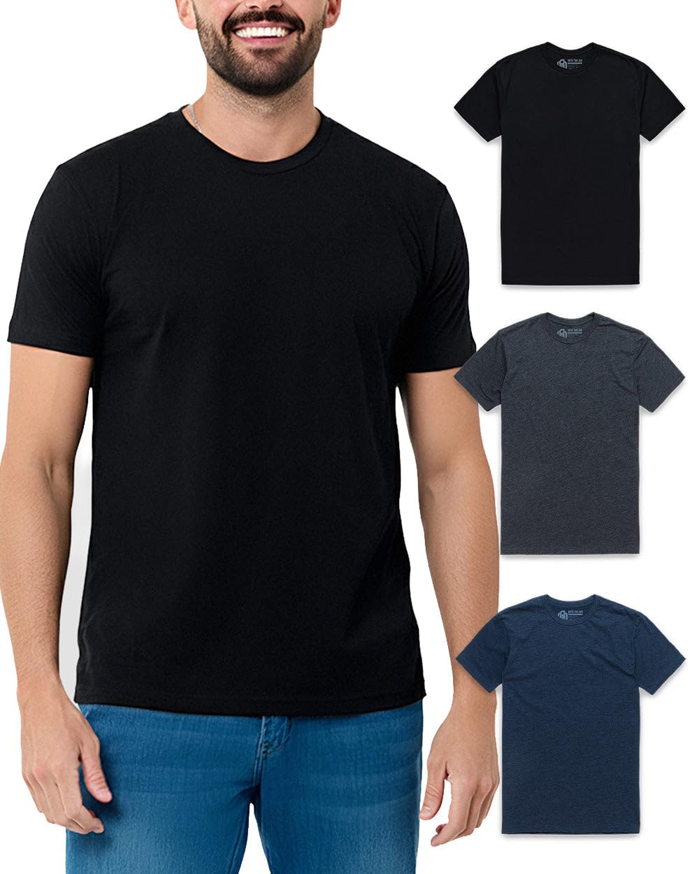 Mens T Shirts Soft Cotton Crew Neck Athletic Fit Casual Tees S-4XL