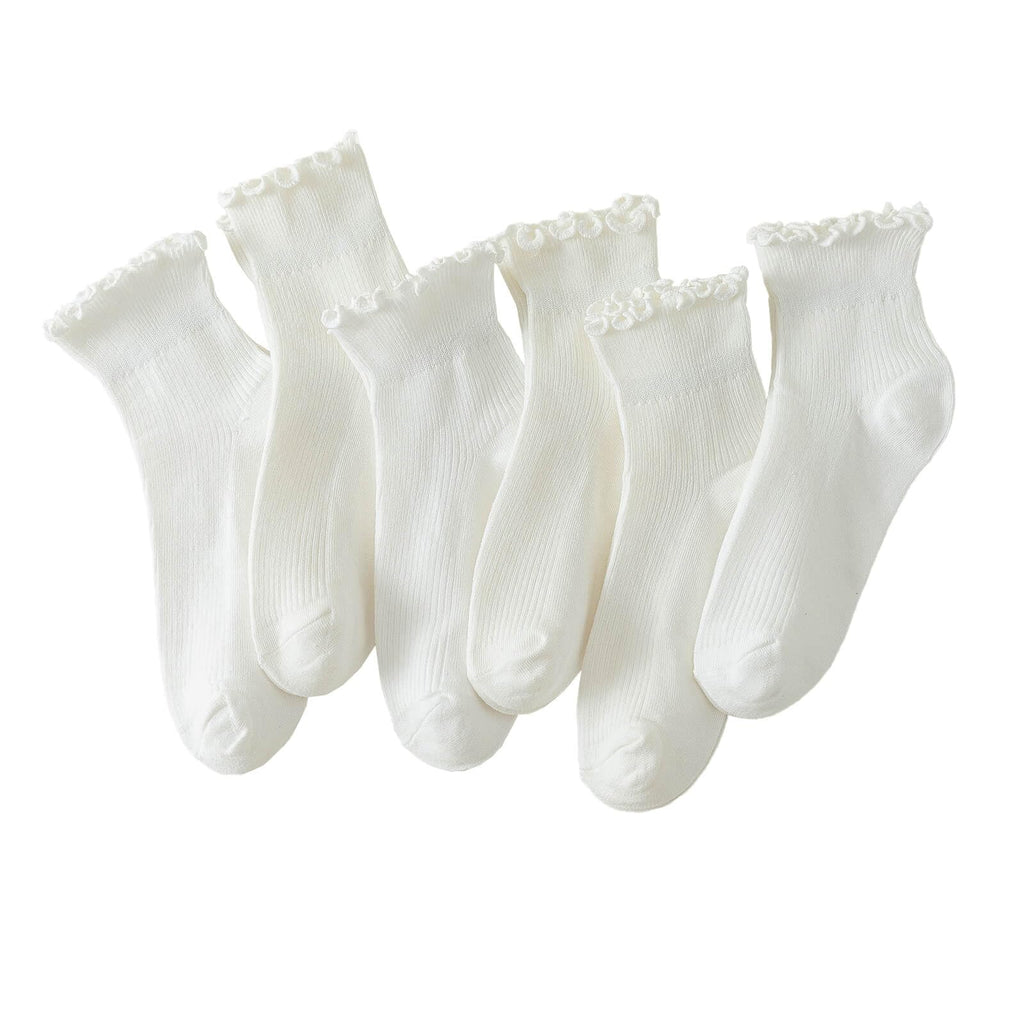 Hstyle 6 Pairs of Ruffle Socks Women, Cute Ruffle Ankle Socks