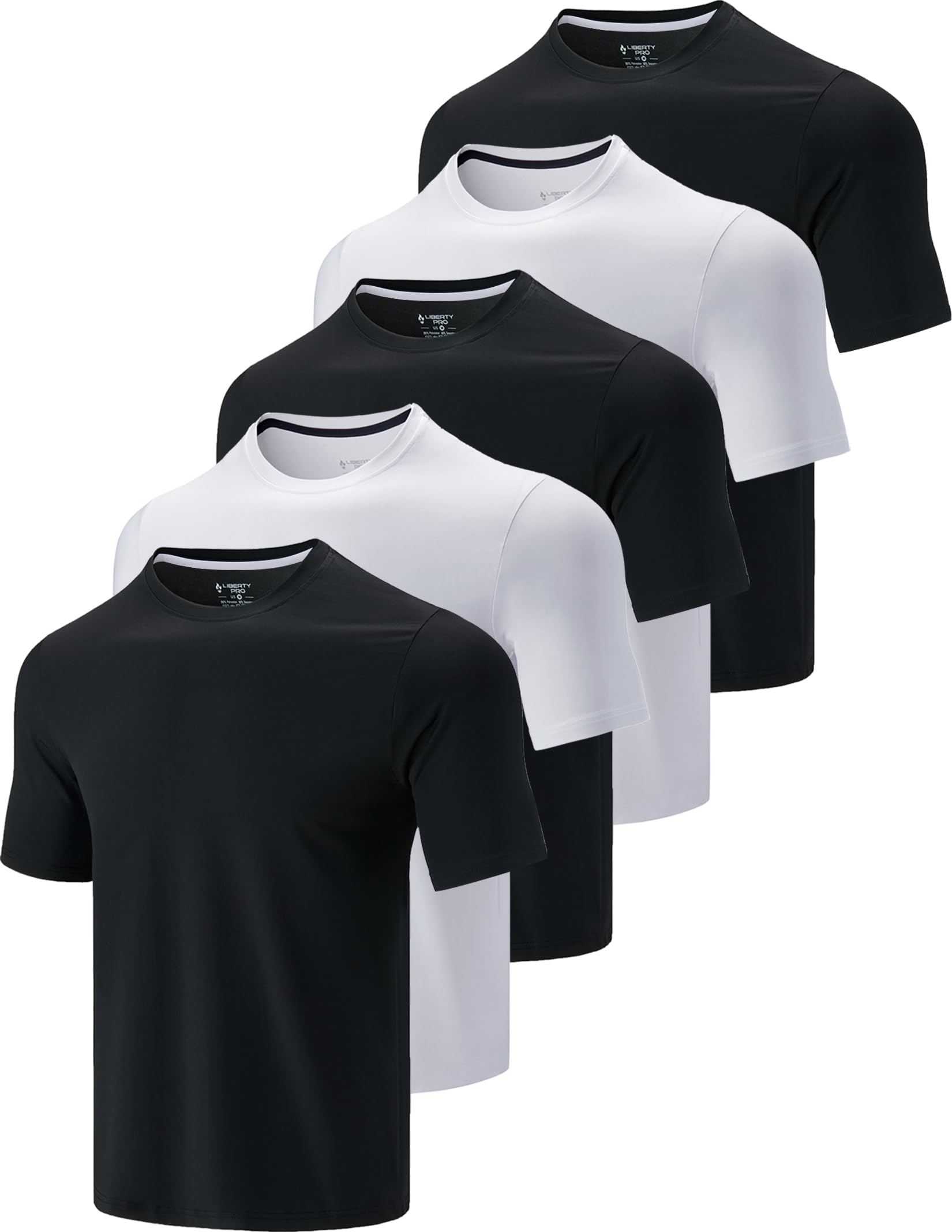 Liberty Imports 5 Pack Men's Active Quick Dry Crew Neck T Shirts