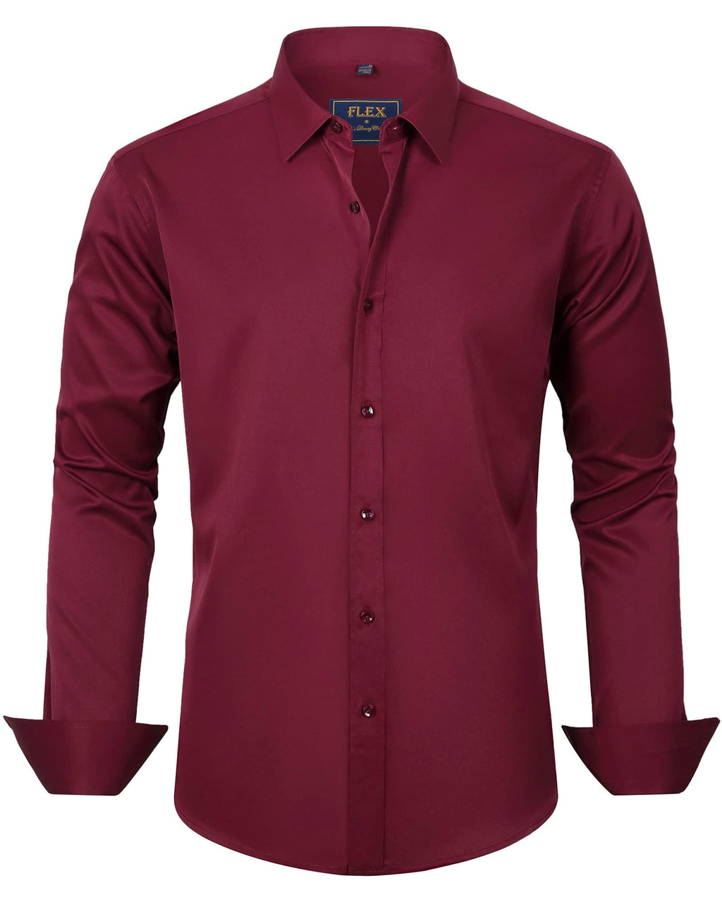 J.VER Men's Dress Shirts Solid Long Sleeve Stretch Wrinkle-Free Formal Shirt Business Casual Button Down Shirts