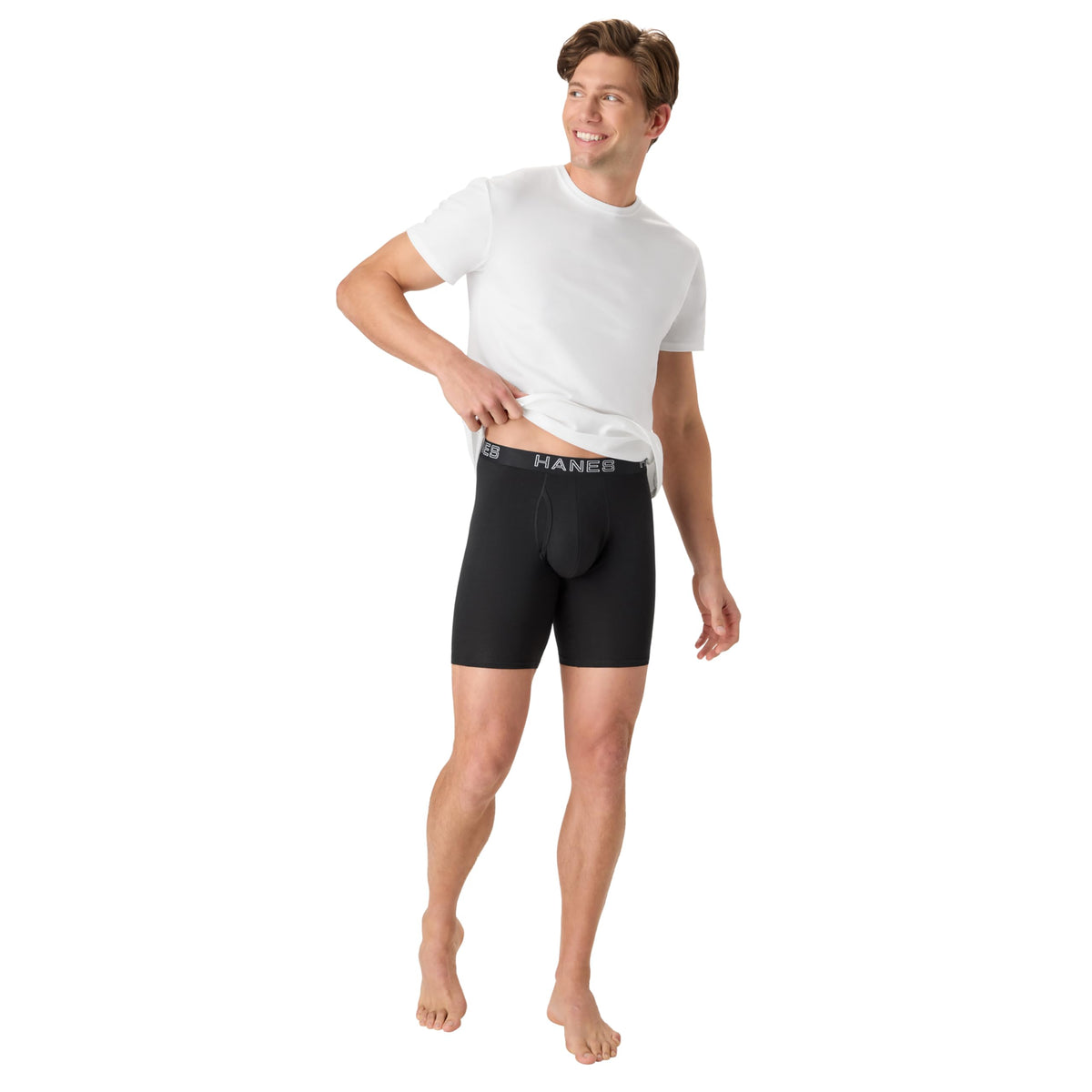 Hanes Men's Boxer Brief Underwear Pack, Stretch Cotton Boxer Briefs for Men, Moisture-wicking, 6-pack