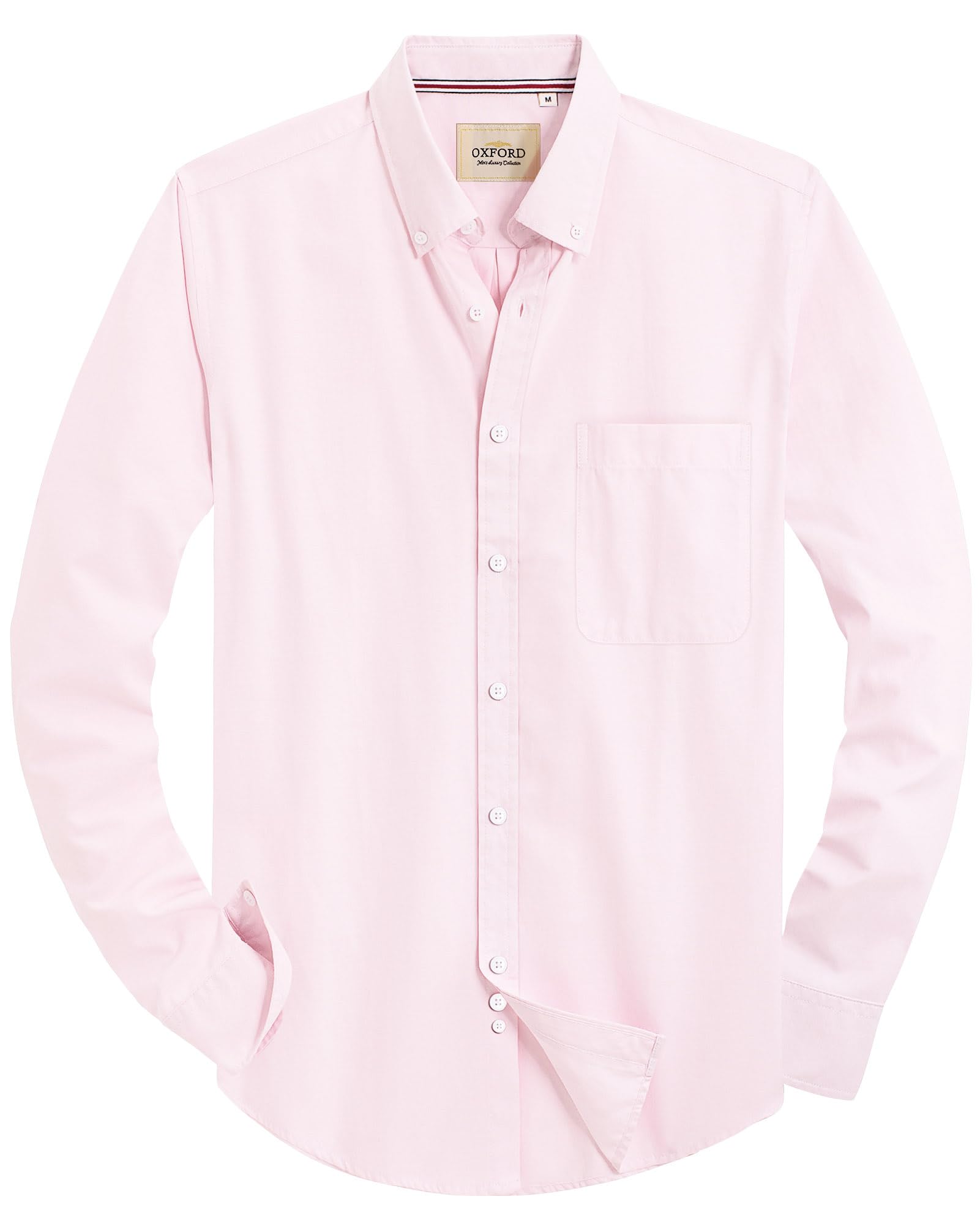 Alimens & Gentle Mens Solid Oxford Shirt Long Sleeve Dress Shirt Work Casual Button Down Shirts with Pocket