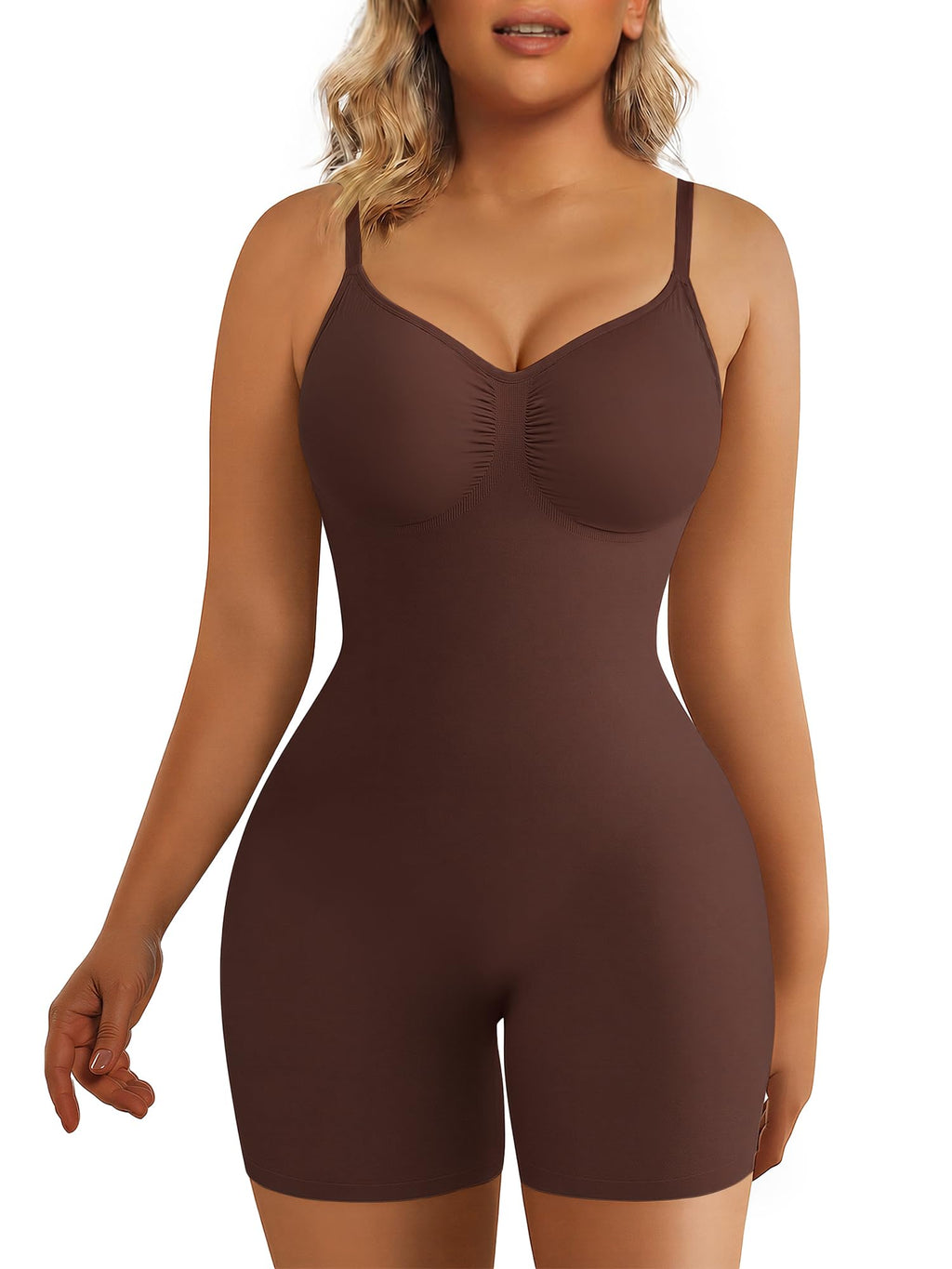 SHAPERX Shapewear for Women Tummy Control Bodysuit Mid Thigh Body Shaper Shorts for a Lifted Look
