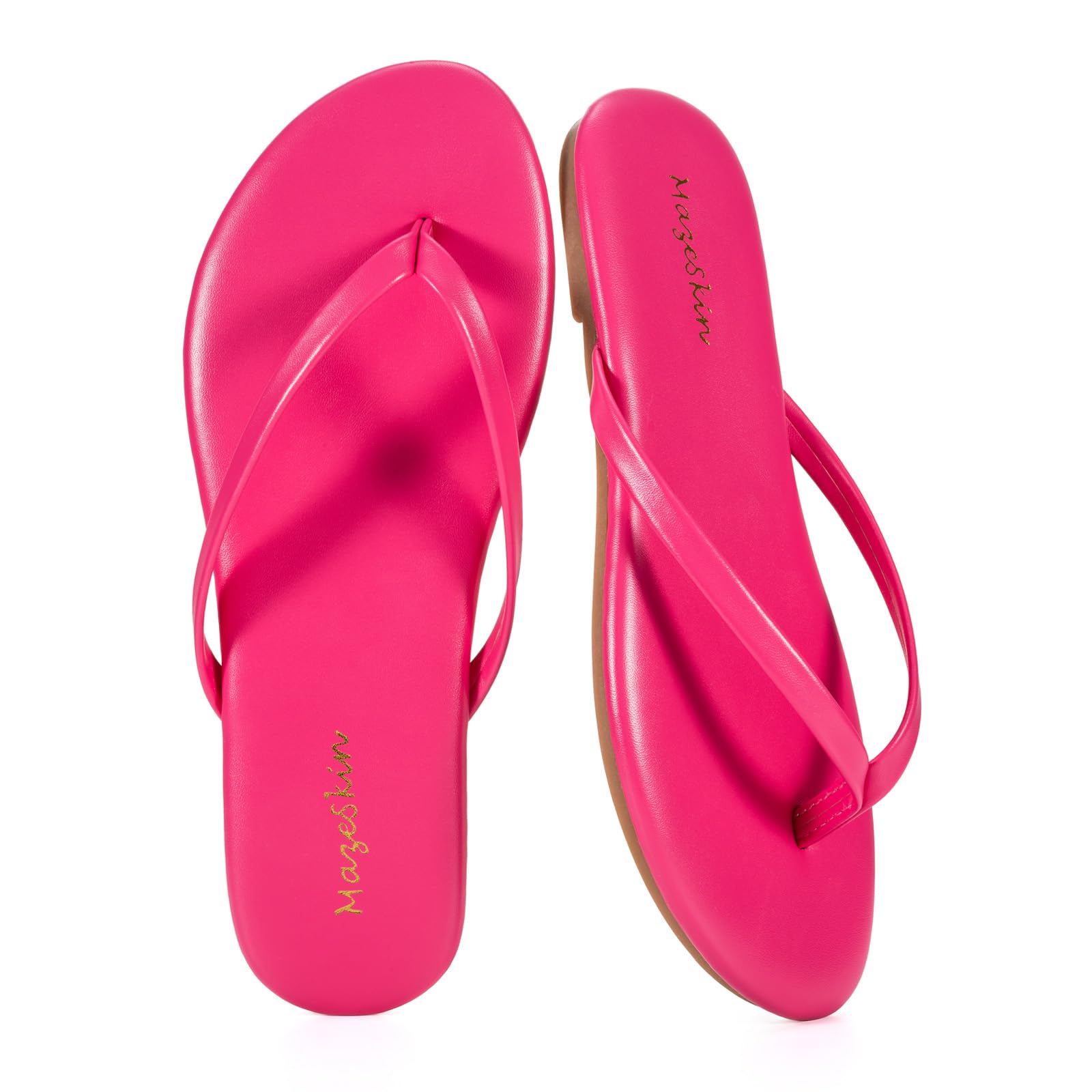 mazeskin Womens Memory Foam Flip Flops Flat Thong Sandals