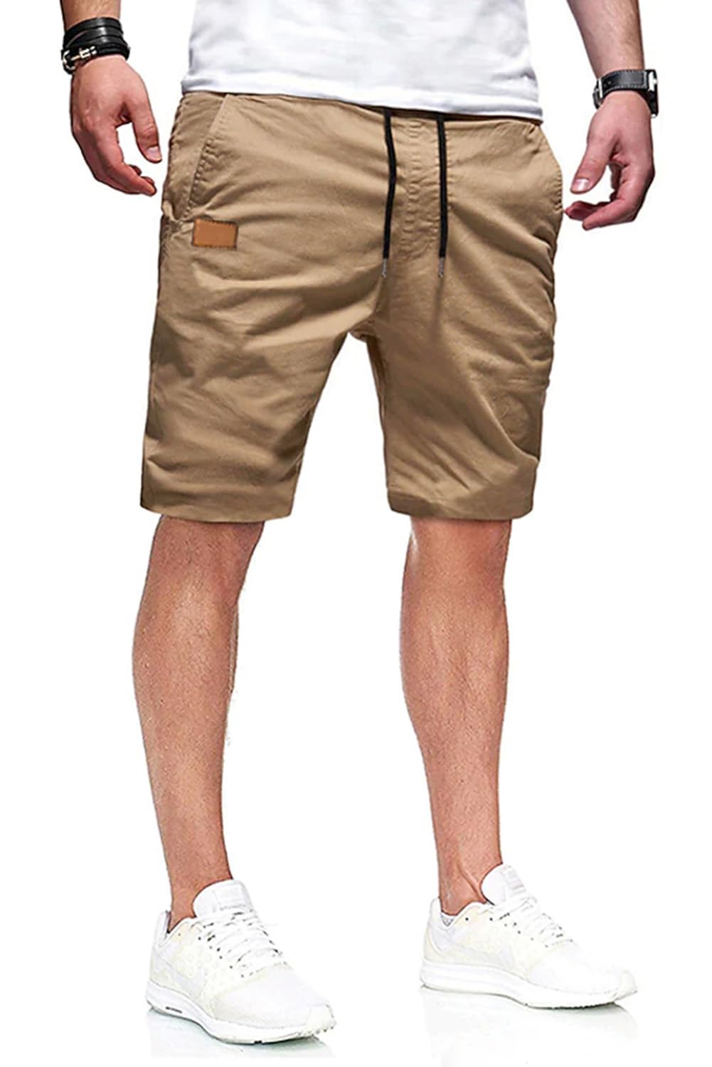 JMIERR Mens Cotton Stretch Shorts Casual Drawstring Twill Chino Shorts