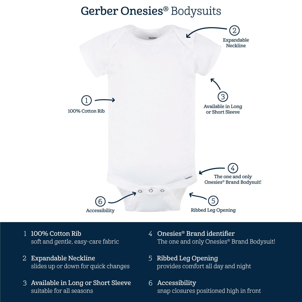 Gerber Baby Girls' 8-pack Short Sleeve Onesies Bodysuits