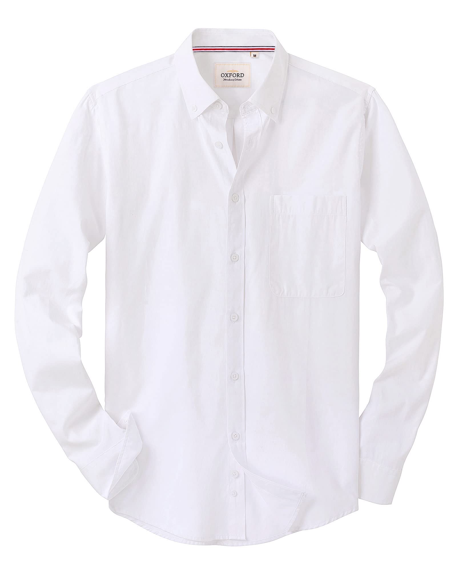 Alimens & Gentle Mens Solid Oxford Shirt Long Sleeve Dress Shirt Work Casual Button Down Shirts with Pocket