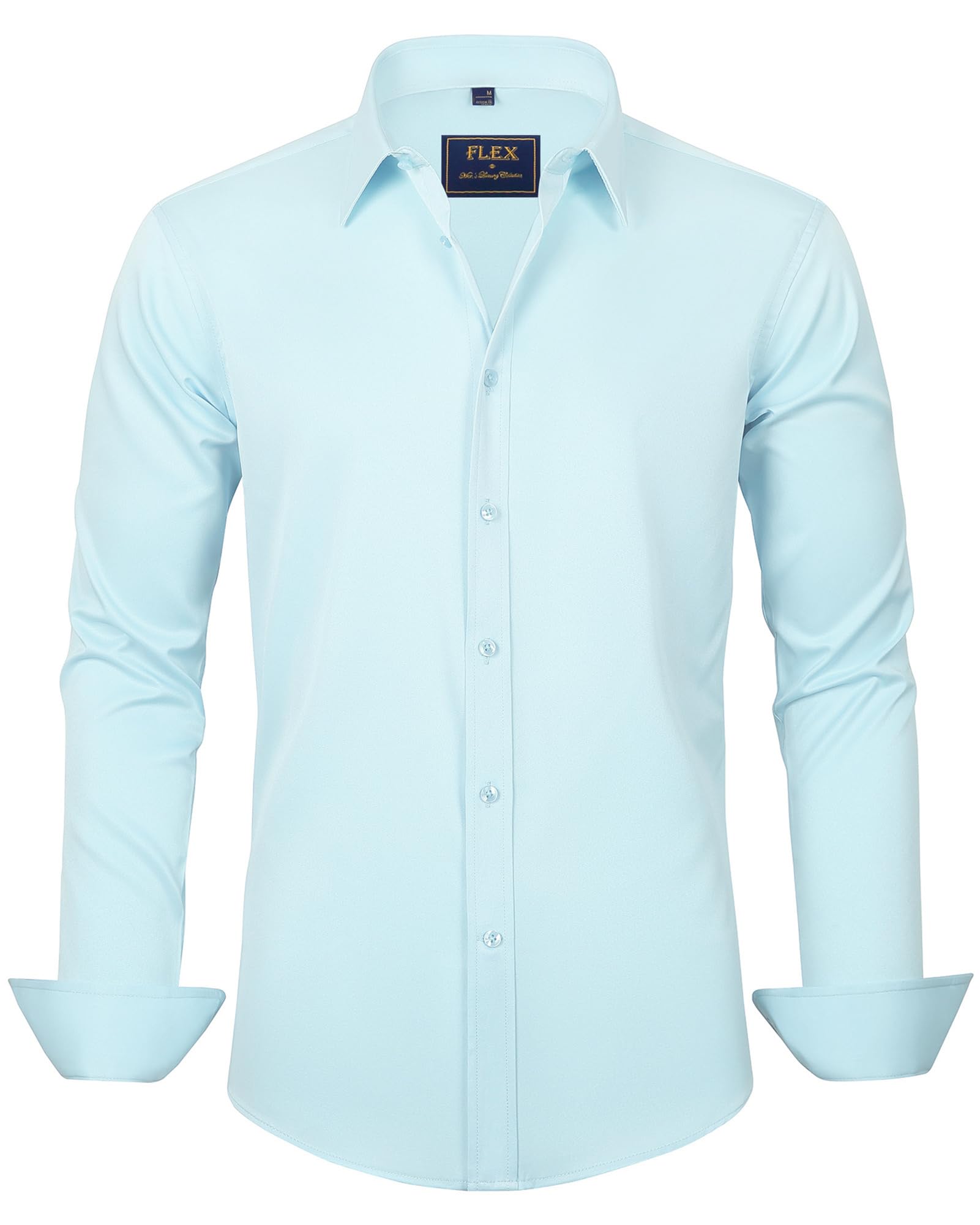J.VER Men's Dress Shirts Solid Long Sleeve Stretch Wrinkle-Free Formal Shirt Business Casual Button Down Shirts